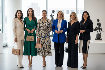 Mulheres bem vestidas juntas